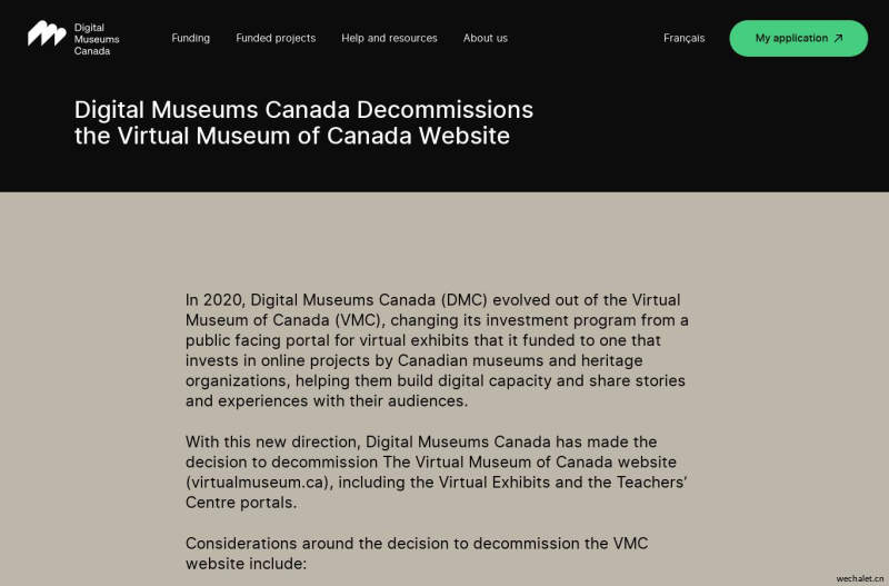 Digital Museums Canada Decommissions the Virtual Museum of Canada Website | Digital Museums Canada