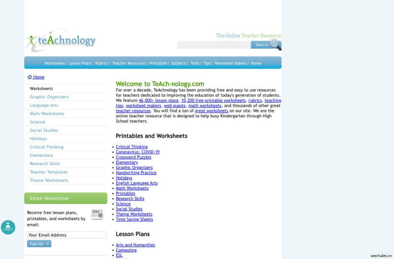 Worksheets, Lesson Plans, Teacher Resources, and Rubrics from TeAch-nology.com