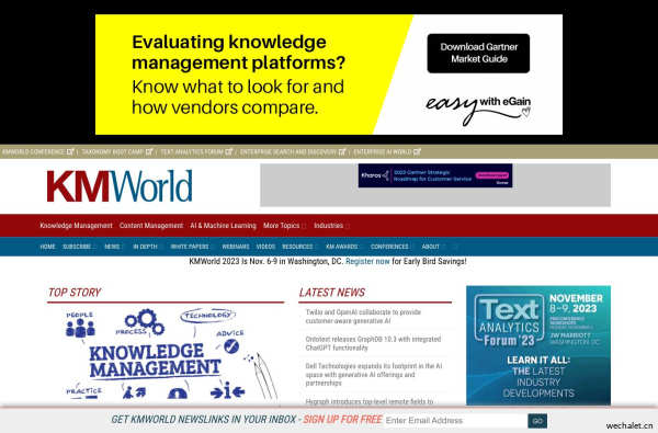 KMWorld - the only magazine, website and conference dedicated to news, trends and case studies in knowledge management, content management and document management.