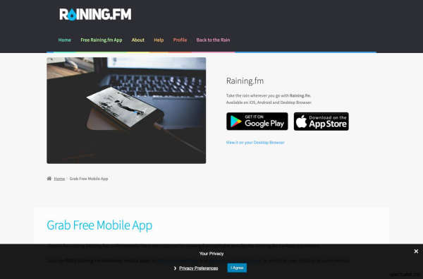 Grab Free Mobile App - Raining.fm