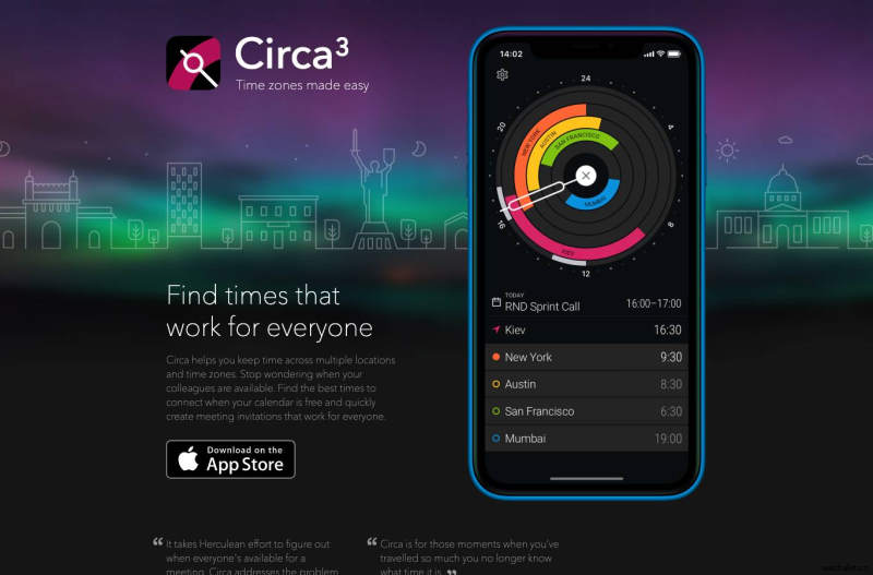 Circa: Time zones made easy