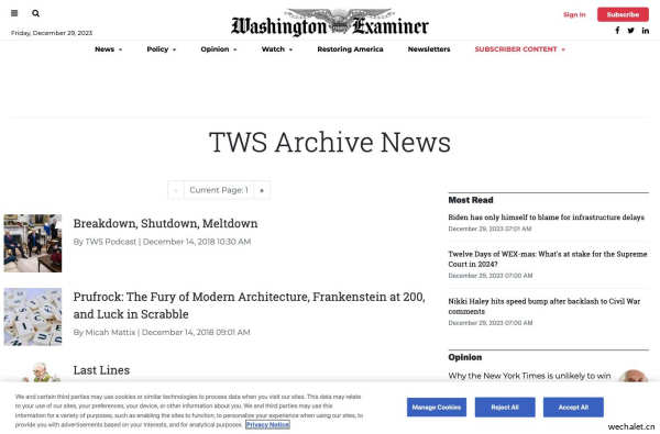 TWS Archive | Washington Examiner