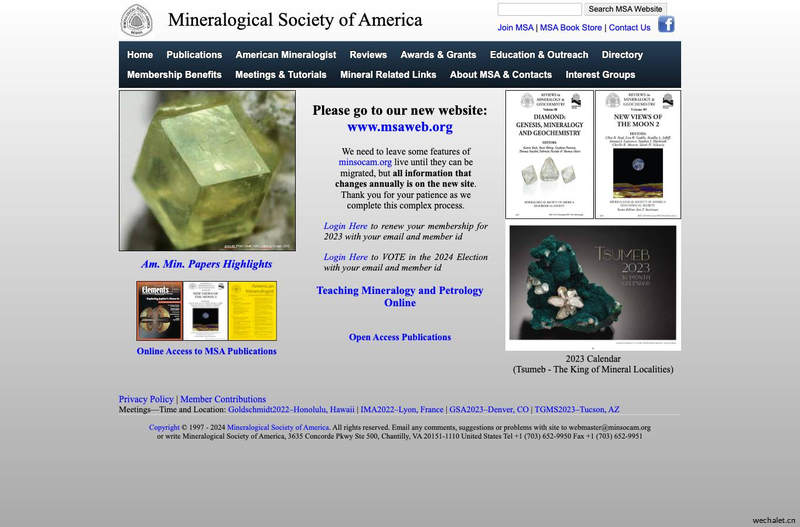 Mineralogical Society of America - Mineralogy, Petrology and Crystallography