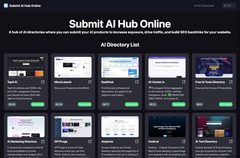 Submit AI Hub | AI 中心目录